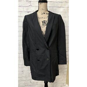 Rag & Bone Size 6 Black Blazer Jacket Wool Linen Blend Buttons‎ Flawed